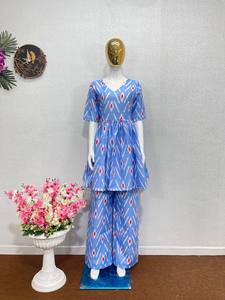 Kediyu Palazzo คู่ผ้าคอตตอนเนื้อนุ่มพิมพ์ลายดิจิตอลสำหรับผู้หญิงอินเดียสไตล์ลำลอง - Product Image 3