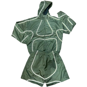 Wholesale Custom Men Winter Breathable <b>Windbreaker</b> Tracksuit Set Waterproof Jacket and Shorts with Custom Colors and Logo - Product Image 1