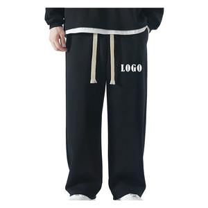 2025 mejor diseño de gran tamaño suelto sudaderas pantalón de alta calidad personalizado hombres algodón ancho recto tMen Pantalones rectos Casual rayas - Product Image 3