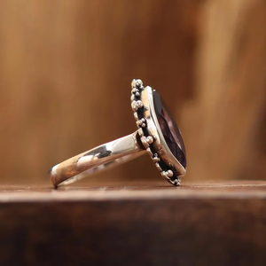 Bague en améthyste violette au design tendance, en argent sterling 925, pierre précieuse naturelle, pierre de naissance de février, bijoux, fabricant en gros - Product Image 3