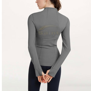 Veste longue zippée en tricot ajustée pour femme, tissu léger et respirant, coupe ajustée - Product Image 2