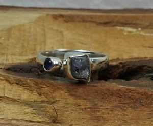 Rough Iolite Sterling Silver <b>Ring</b> Handmade Adjustable Natural Gemstone Jewelry Elegant Silver <b>Ring</b> Gift For Women - Product Image 3