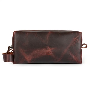 Kit de rasage vintage pour hommes avec poignée en cuir imperméable et logo personnalisé fermeture à glissière de bonne qualité TYG-0026 nouveau sac en cuir à la mode - Product Image 6