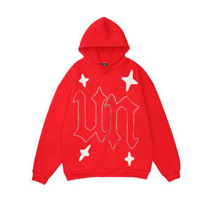 Calidad Premium 450 500 Gsm Hombres Estampados Pullover Puff Bordado Transpirable Moda Venta caliente Rhinestones Unisex Sudadera con capucha - Product Image 2