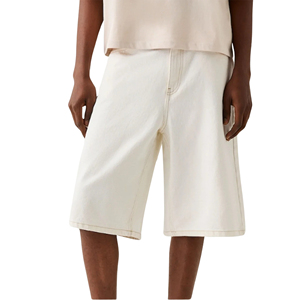 กางเกงขาสั้นผ้าเดนิมระบายอากาศได้ดีสำหรับผู้ชาย, ผ้าฝ้าย100% ทรงตรงไซส์ใหญ่ผ้ายืดลำลองลำลองสีฟ้าสีดำชุดทำงานกลางแจ้ง - Product Image 5