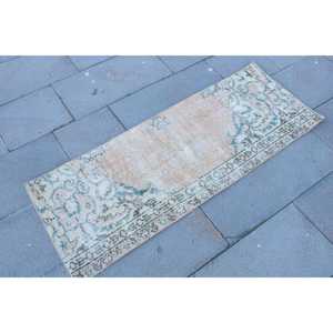 Tapis turc 1,6 x 4,4 pieds, petit tapis vintage, tapis oriental marron bleu - Product Image 3