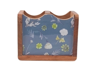 Porte-couverts en bois de manguier fleuri bleu fabriqué à la main en sheesham et bois de manguier porte-ustensiles en bois Caddy porte-couverts de comptoir - Product Image 4
