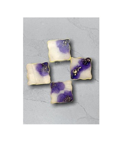 Dessous de verre en agate de qualité supérieure avec tranche galvanisée en or Accessoires de vaisselle de haute qualité au prix de gros - Product Image 5