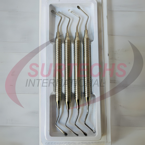 Surtechs Lucas Juego de 4 Curetas de Hueso Dental Quirúrgicas Manuales Acero Inoxidable - Product Image 1
