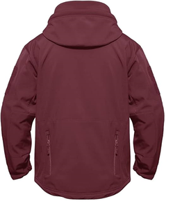 เสื้อแจ็คเก็ตบุขนแกะสำหรับผู้ชาย แบบสองแถวกระดุม สไตล์ลำลอง ODM ประดับเลื่อม ผ้าซอฟต์เชลล์ พร้อมฮู้ดถอดได้ แบบสองด้าน ใช้เป็นเสื้อแจ็คเก็ตบอมเบอร์กันลมได้ - Product Image 4