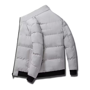 Veste matelassée à col montant pour homme, coupe-vent décontractée d'hiver, fermeture éclair, couleur unie, rembourrage en polyester, coupe régulière - Product Image 1
