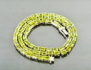 Peridot Tennis Necklace Bridal Jewelry Engagement Wedding Gift Anniversary Sterling Silver Elegant Green Gemstone - Product Image 4