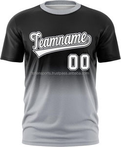 Maillot de baseball personnalisé sublimé pour homme, manches courtes, dégradé noir-gris, nom de l'équipe 00, évacuation de l'humidité, coupe classique - Product Image 1