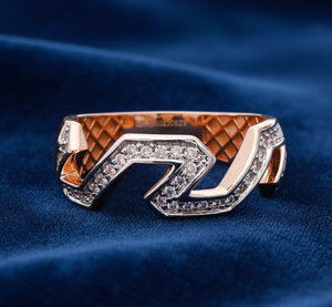 Anillo de Hip Hop para Hombre, Diseño en Z, Dos Tonos, Oro Rosa con Diamantes, para Boda - Product Image 4