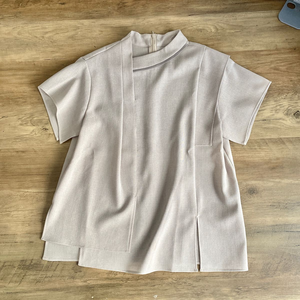 Nuova Camicia Estiva da <span class=keywords><strong>Donna</strong></span> 2026, Taglia Grande, Vestibilità Comoda, Collo Asimmetrico, <span class=keywords><strong>Blusa</strong></span> Casual <span class=keywords><strong>Beige</strong></span> - Product Image 3