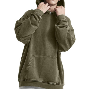 Haute qualité personnalisé blanc hommes lourd 100% coton pierre lavage à l'acide pull sweat à capuche homme coton mélangé - Product Image 6