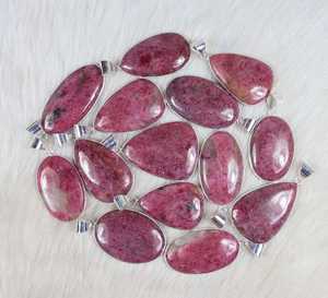 Nueva llegada 925 plata esterlina 925 plateado plata esterlina plateado colgante Rosa Rodonita bisel ajuste cabujón moda encantos - Product Image 6