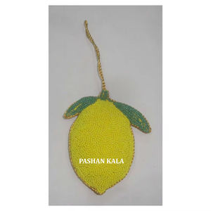 Nuevo diseño increíble hecho a mano forma de limón dorado Zari bordado con cuentas trabajo adorno colgante de Navidad para decoración del hogar - Product Image 1