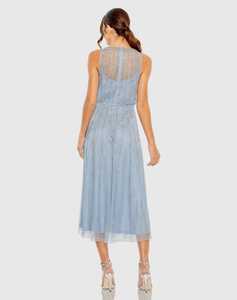 Cómodo sin mangas para mujer, vestido de noche hasta el té acampanado, decoraciones con hoyuelos adornados, ropa de fiesta frontal para baile - Product Image 6