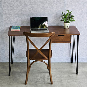 Conjunto Combo de Escritorio de 120x60cm con Cajones y 1 Silla de Madera Estilo Bistro CB68199 para Oficina en Casa - Product Image 3