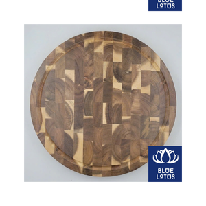BLOE LOTOS Planche à découper ronde en bois, plateau de service antidérapant pour cuisine, emballage individuel - Product Image 1