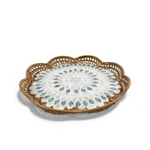 Plateau en rotin avec incrustation de nacre en gros, avec bord en rotin, pour servir des aliments décoratifs, table et usage domestique, en provenance du Vietnam - Product Image 3