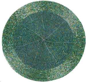 แผ่นยางรองจานสีทองขนาด14นิ้วทำด้วยมือสีเขียวประดับด้วยลูกปัด - Product Image 4