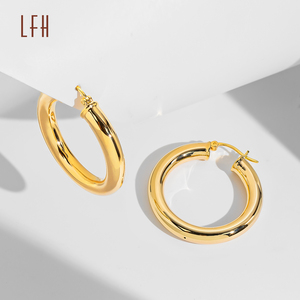 도매 순금 18K 귀걸이, 18K 진짜 금 원형 클립온 후프 귀걸이, 사우디 금 보석, 18K 전당포 가능 - Product Image 5