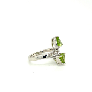 Handmade 925 Sterling Silver <b>Fine</b> <b>Ring</b> Modern Design Pear Shape Peridot Diamond Gemstone Engagement Anniversary Gift - Product Image 2