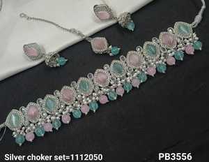 Plaqué argent belle superbe CubicZircon cristal Dangle goutte tour de cou collier de mariage bijoux avec boucle d'oreille Mangtika pour les femmes - Product Image 6