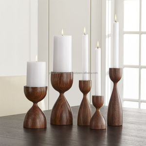 Best Quality Acacia Wood Diamond Cuts Wooden <b>Tealight</b> Holders (set of 2) - Product Image 6
