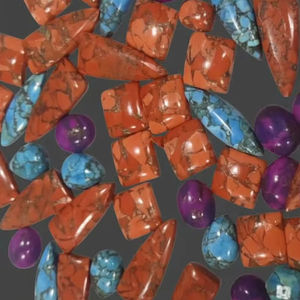 หินควอตซ์มะฮอกกานีออบซิเดียนคุณภาพดีที่สุดจากอินเดีย สำหรับทำเครื่องประดับ รูปทรงสี่เหลี่ยมผืนผ้า ด้านหลังแบน สีเทอร์ควอยซ์ - Product Image 5