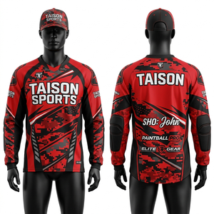 Camiseta de paintball para hombre, 180 GSM, poliéster, malla transpirable, mangas acolchadas, naranja y negro, impresión por sublimación, nombre, número y logotipo personalizados - Product Image 2