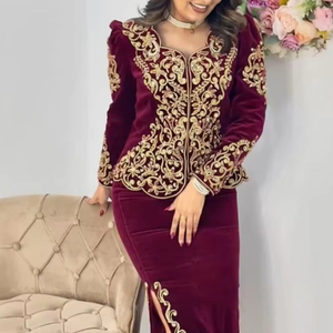 Beautiful Hand Embellished Crystal Beads, Pearls, Stone on Elegant Design Of Jacket-karakou On Velvet Fabric Women Dress=2025 - Product Image 1