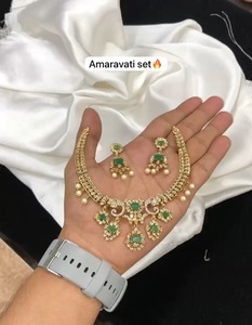 High Quality CZ Matte Finish <b>Necklace</b> Set For Women Ideal For Parties Indo Western <b>Necklace</b> With Earrings Luxury Finishing - Product Image 4