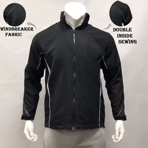 Nuevas chaquetas cortavientos negras de alta calidad para hombre, chaquetas cortavientos impermeables de estilo callejero con cuello levantado de talla grande - Product Image 1