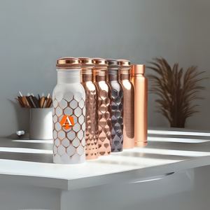 Premium High Quality Stylishly Different Designs Pure Copper Metal Water Bottle with Lid for <b>Valentine</b> Day Premium Packaging - Product Image 4