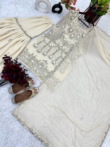 Más hermoso espejo trabajo cuello redondo tradicional Gharara Salwar traje con Dupatta conjunto 3 piezas salwar kameez diseños - Product Image 4