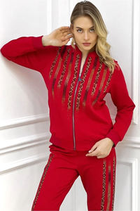 Winter Hooded <b>Rhinestone</b> Tracksuit Women Custom Embroidery Zipper <b>Jacket</b> Sweatpants Crystals Jogger Sets Ladies 2 Pcs Sets - Product Image 3