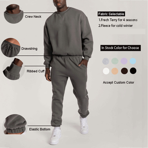 100% haute qualité mode nouveau décontracté hommes ensemble survêtement solide survêtement col rond survêtement ensemble Jogging survêtements ensembles de sport - Product Image 6