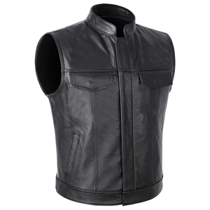 Chaleco de piel de vaca a la moda de talla grande para hombre, chaleco de cuero auténtico, diseño sin mangas, técnica lavada, transpirable para invierno - Product Image 3