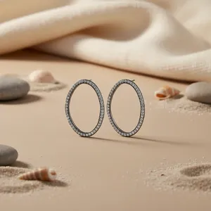 ต่างหูเพชรทรงวงรีสุดหรูสำหรับเครื่องประดับแฟชั่นสตรี - Product Image 3