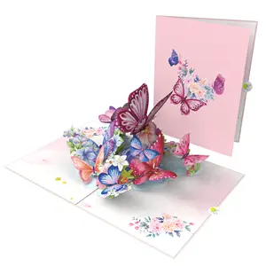 Encantadoras mariposas 3D Pop Up Card Best Seller para memorable San Valentín Día DE LA MADRE Aniversario 3D Tarjeta Papel hecho a mano Las