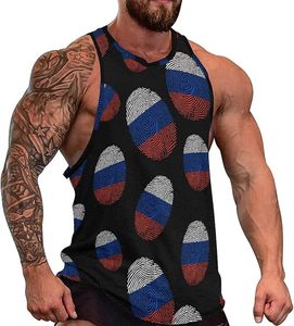 Camiseta sin mangas deportiva para hombre con estampado de huellas dactilares, 100% algodón, para entrenamiento, gimnasio y fitness. - Product Image 1