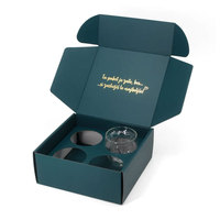 Boîte cadeau magnétique à double porte en verre avec impression personnalisée, laminage mat, gaufrage, revêtement UV, ensemble de pots et tasses, fabriquée à la main avec des matériaux recyclés