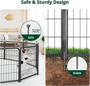 THDGC-0004 <b>Indoor</b> Outdoor Panels <b>Fence</b> Anti-Rust Metal Heavy Exercise Fencing Gate Crate Cage Outside - Product Image 3