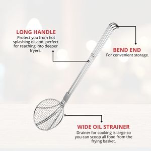 Top Selling Stainless Steel Strainer Oil Skimmer <b>Noodles</b> Dumpling Sieve Frying Scoop Dishwasher Safe Eco-Friendly Kitchen - Product Image 2