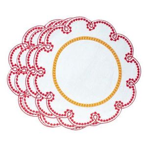 Elegant neutral linen <b>table</b> <b>placemat</b> with fine embroidery work for balanced <b>dining</b> decor reusable washable - Product Image 5