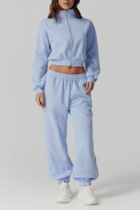 ชุดวอร์ม2ชิ้นสำหรับผู้หญิง, ชุดเสื้อแขนยาวแบบสวมหัวมีซิปมีกระเป๋า - Product Image 2