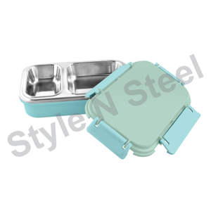 Fiambrera Tiffin de acero inoxidable ecológica de lujo Portador de alimentos para acampar de metal pulido con cerradura Fiambrera única - Product Image 2